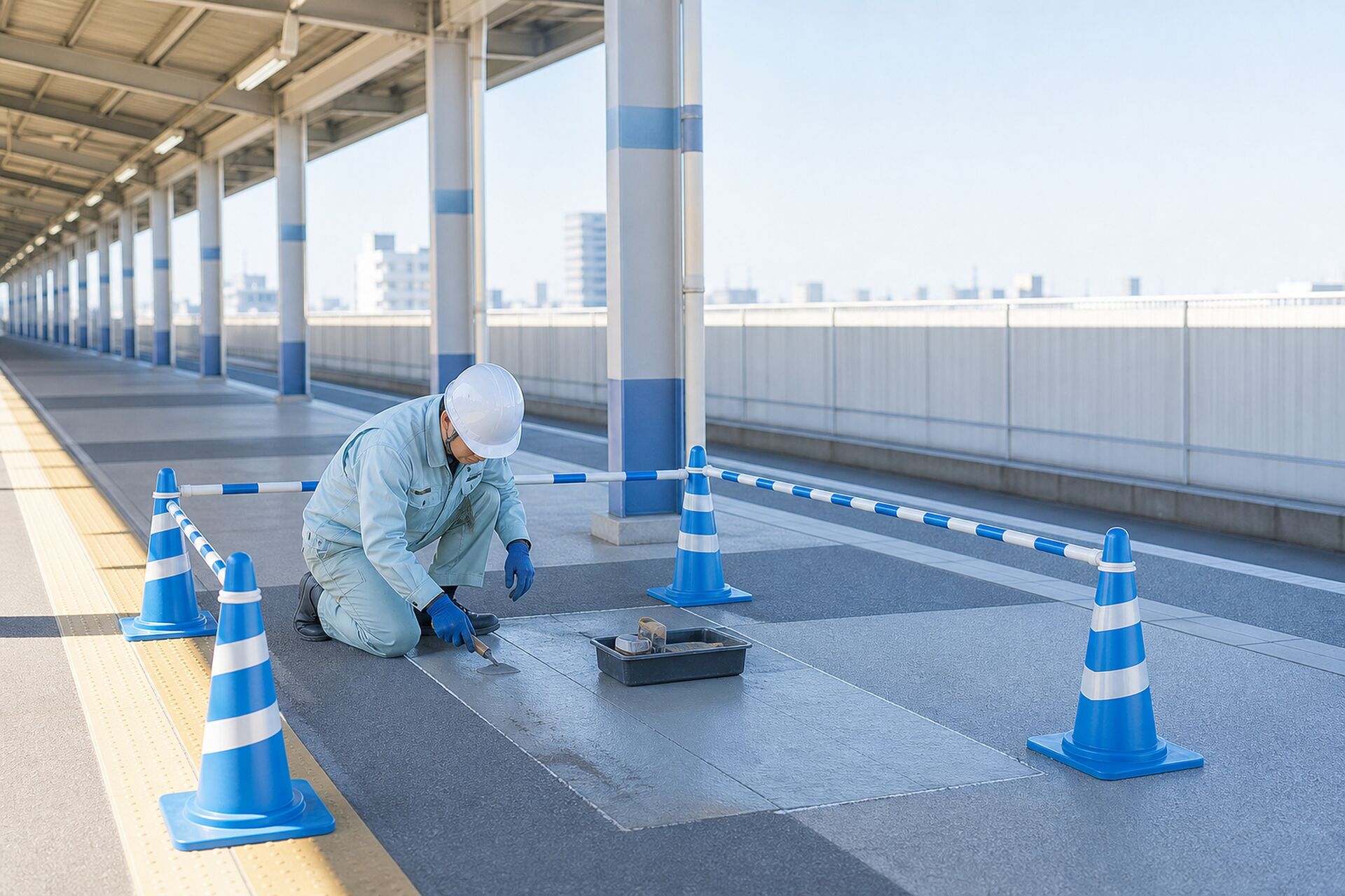 鉄道関連工事に取り組む作業員